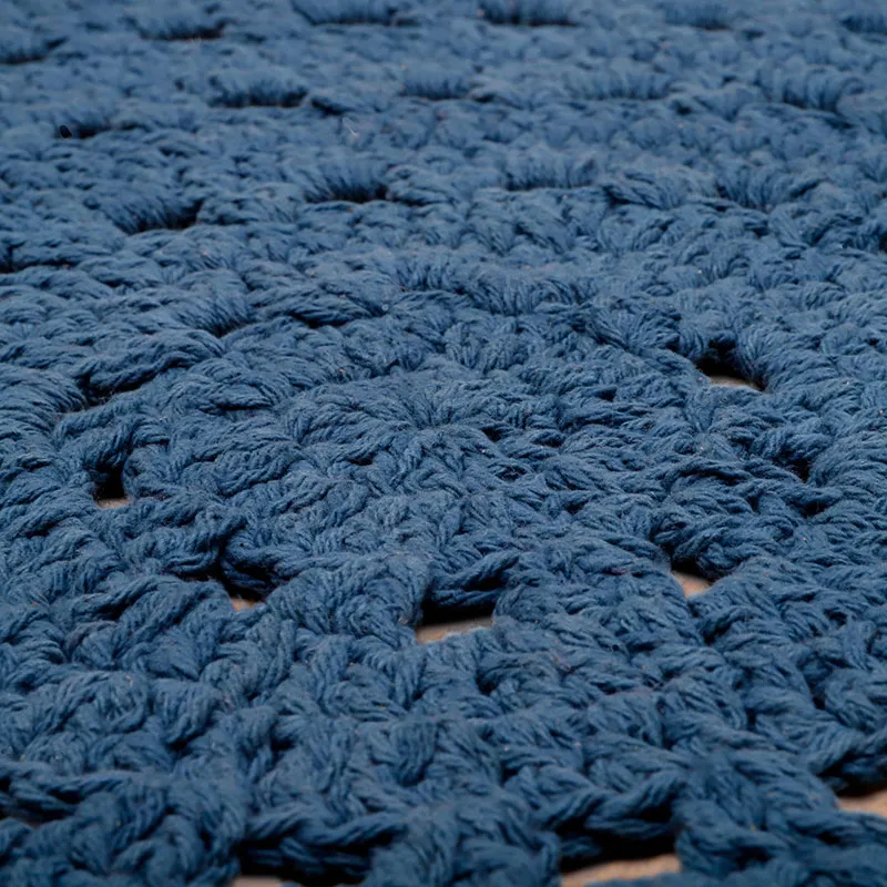 Tapis Coton crochet Alma Bleu - ø120cm-5