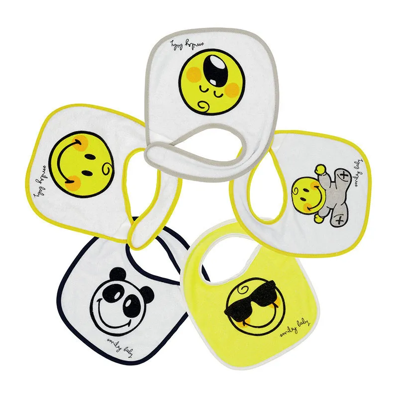 5 Bavoirs naissance Smiley - 18x21cm-0