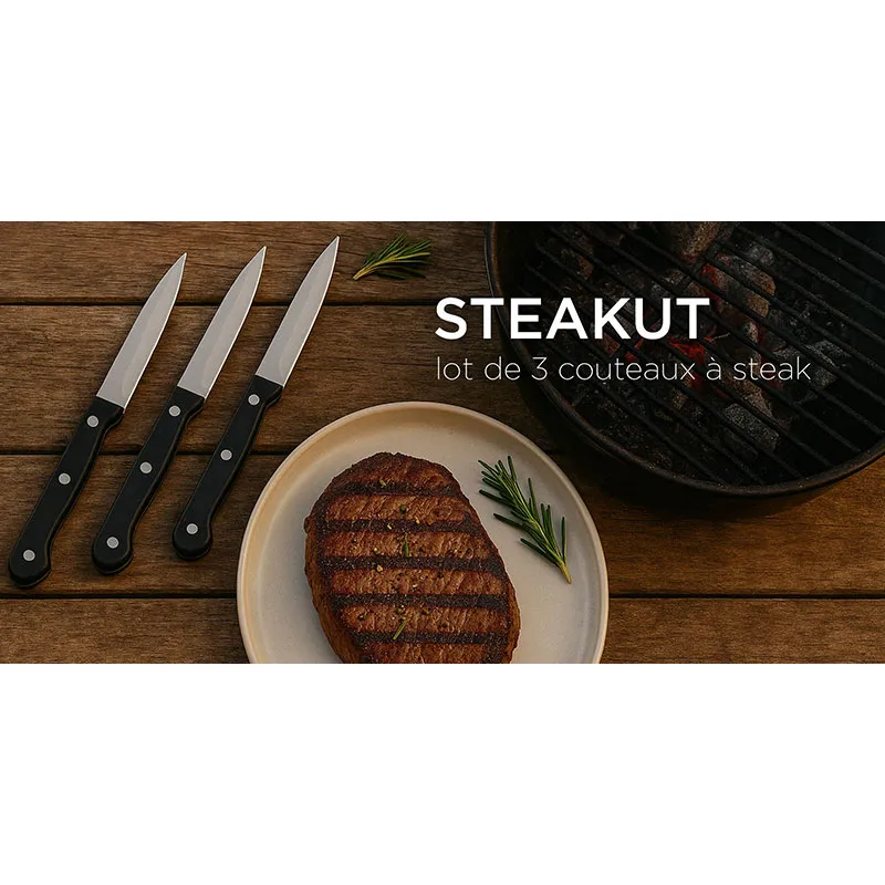 3 Couteaux à steak - Lame lisse 11cm-11