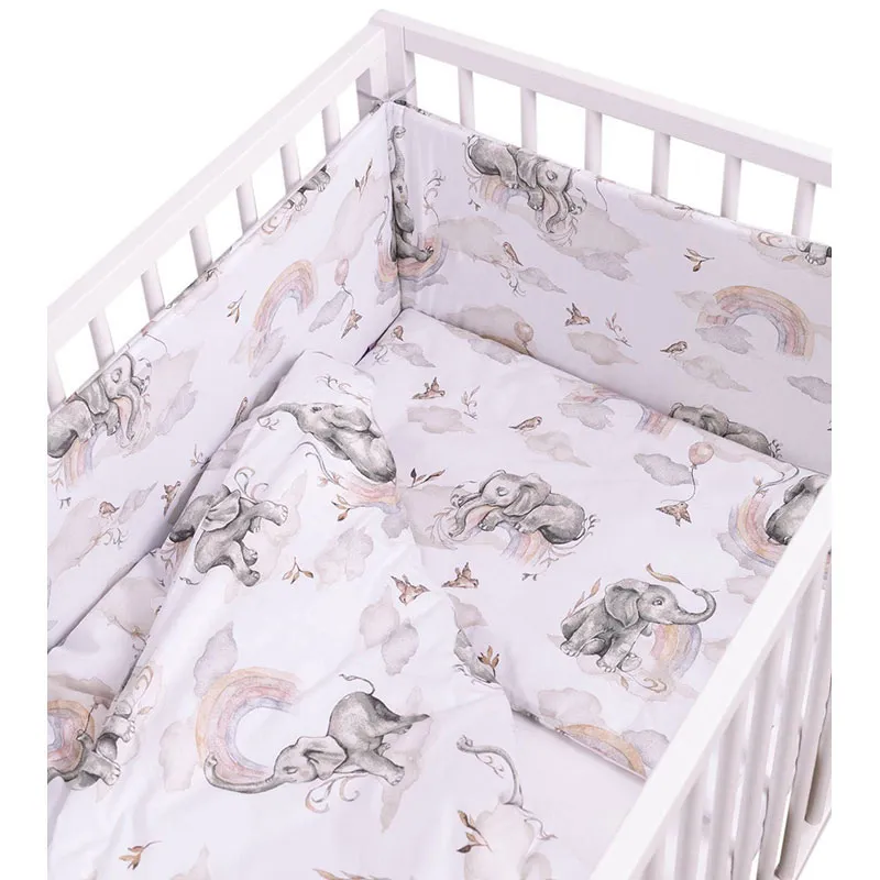 Tour de lit Coton Éléphant Beige/Blanc - 30x180cm-1
