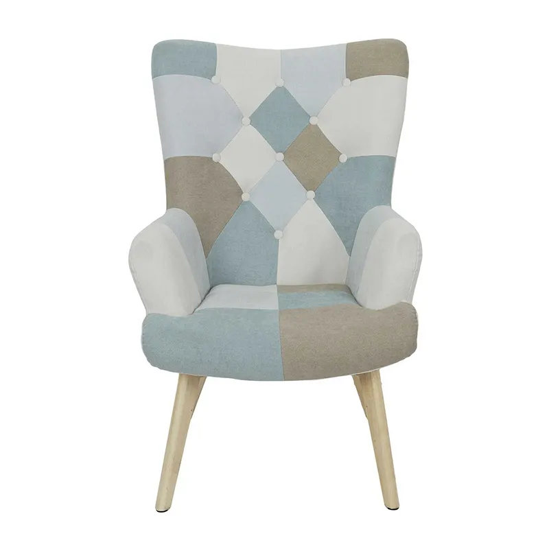 Fauteuil Helsinki Patchwork Bleu - 68x99x74cm-3