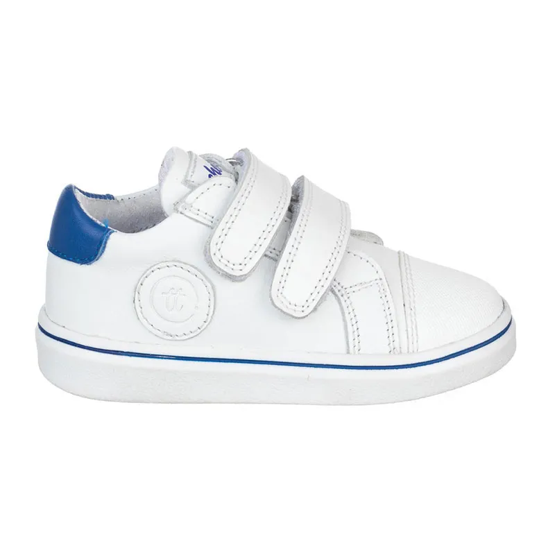 Baskets à scratch Basile Cuir - Blanc/Bleu-0