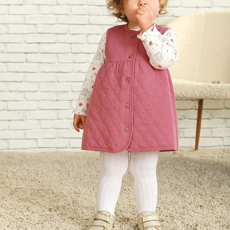 Robe + T-shirt ML + Collants Ma petite Étoile - Rose/Écru-0