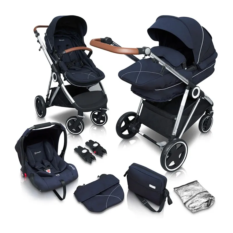 Trio Poussette transformable + Coque Gr.0+ Halime Bleu/Silver - 0m+-0