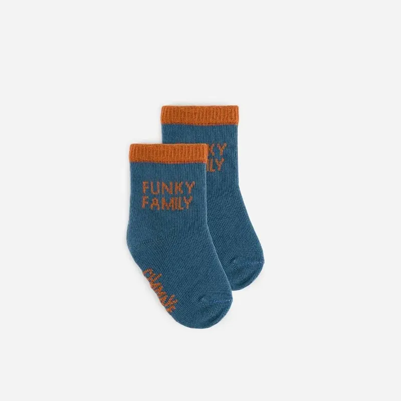 Duo Chaussettes Enfant/Homme Funky Family - Bleu-1