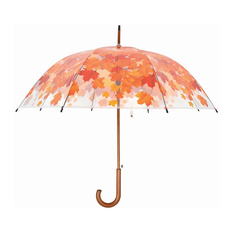 Parapluie cloche Feuilles d'automne - Transparent/Orange-1