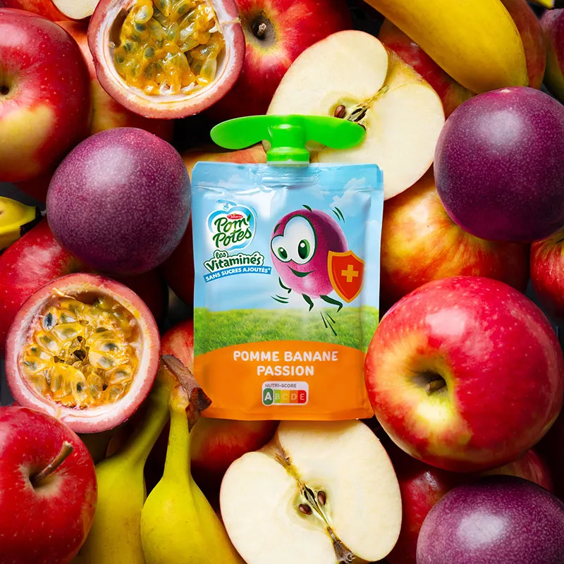 24 Compotes Les Vitaminés Pomme Banane Passion Vit A, Pomme Abricot Brug Vit A - 24x90g-1