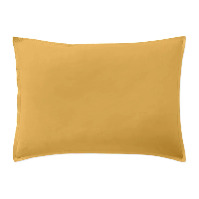 Taie d'oreiller Percale de coton Jaune moutarde-0