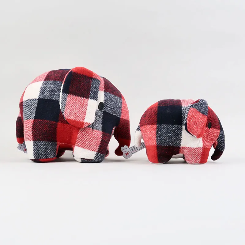 Peluche Éléphant à carreaux Rouge/Bleu - 23cm-4