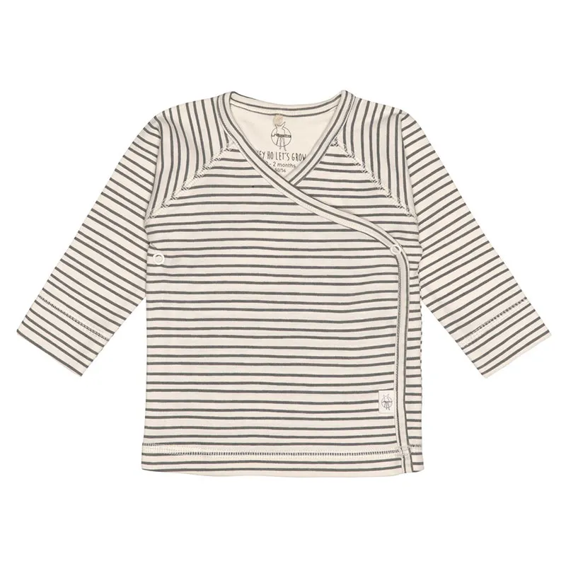 T-Shirt Kimono Coton BIO Rayé - Gris anthracite-0