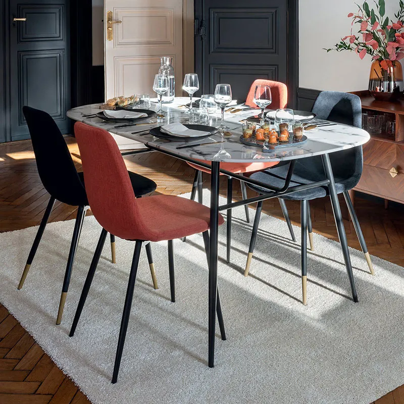 2 Chaises velours Tyka Noir/Doré - 45x51x87cm-7