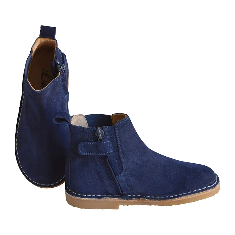 Boots bottines SOUPLES élastique mixtes SASHA - Nubuck Bleu foncé-1