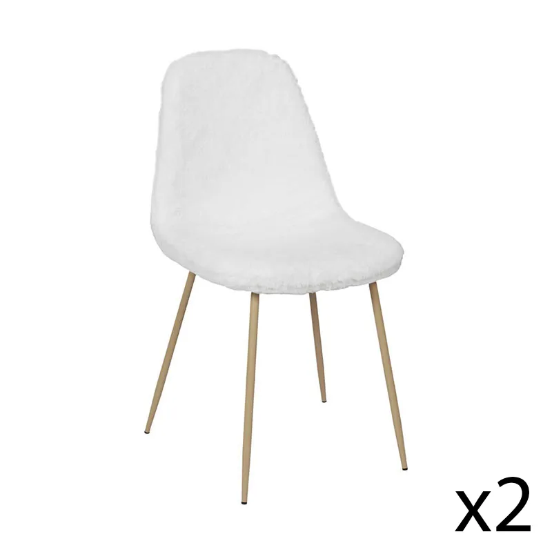 2 Chaises Aurea imitation fourrure Blanc - 46x57,5x57cm-0