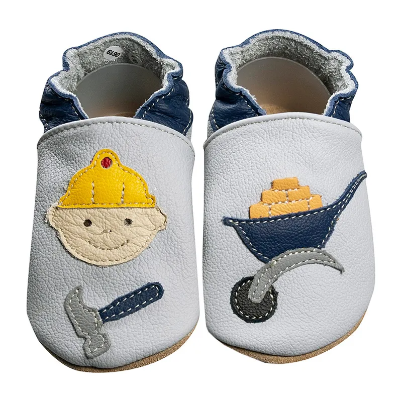 Chaussons cuir Maçon - Bleu-0