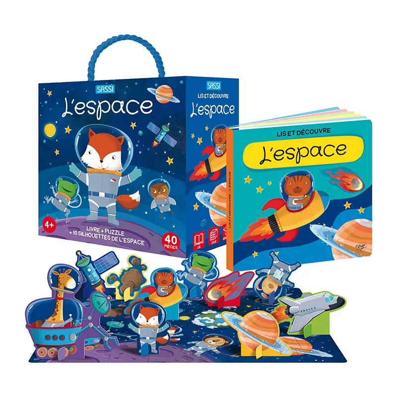 Livre + puzzle + 10 figures L'espace - 4+-5