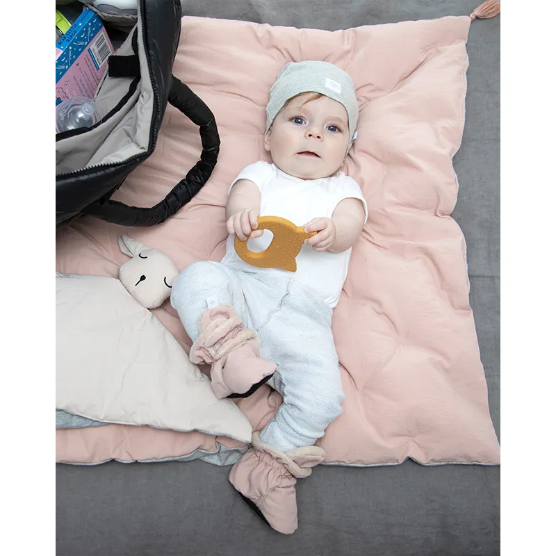 2 Bonnets Top Knot Hat Light Grey/Dark Grey - 0m+-12