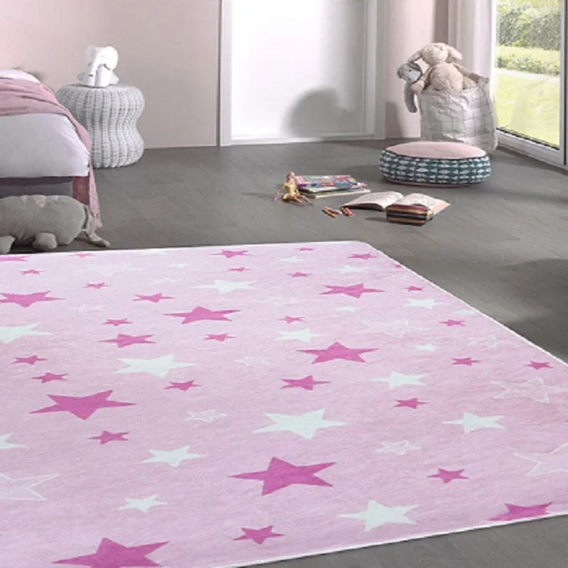 Tapis Enfant Étoiles Rose - Plusieurs dim. dispos-1