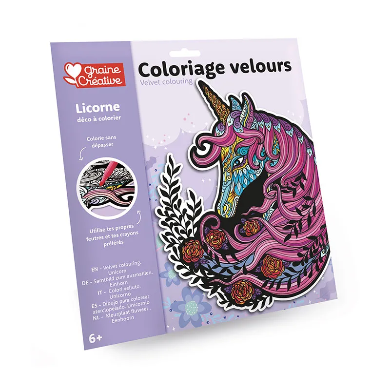 Coloriage velours Licorne - 4+-1