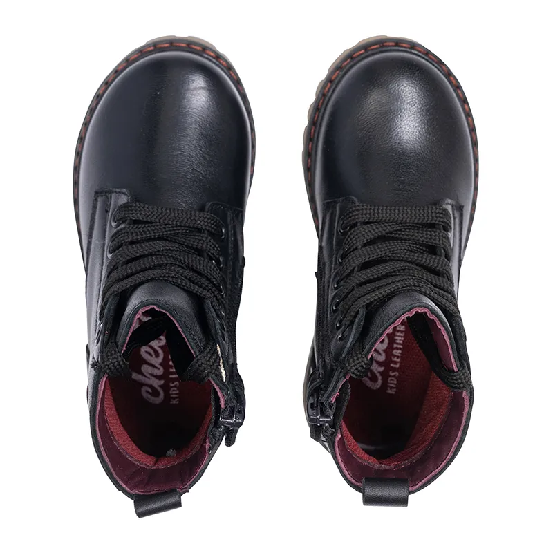 Chaussures hautes zippées Cœur Cuir - Noir-3