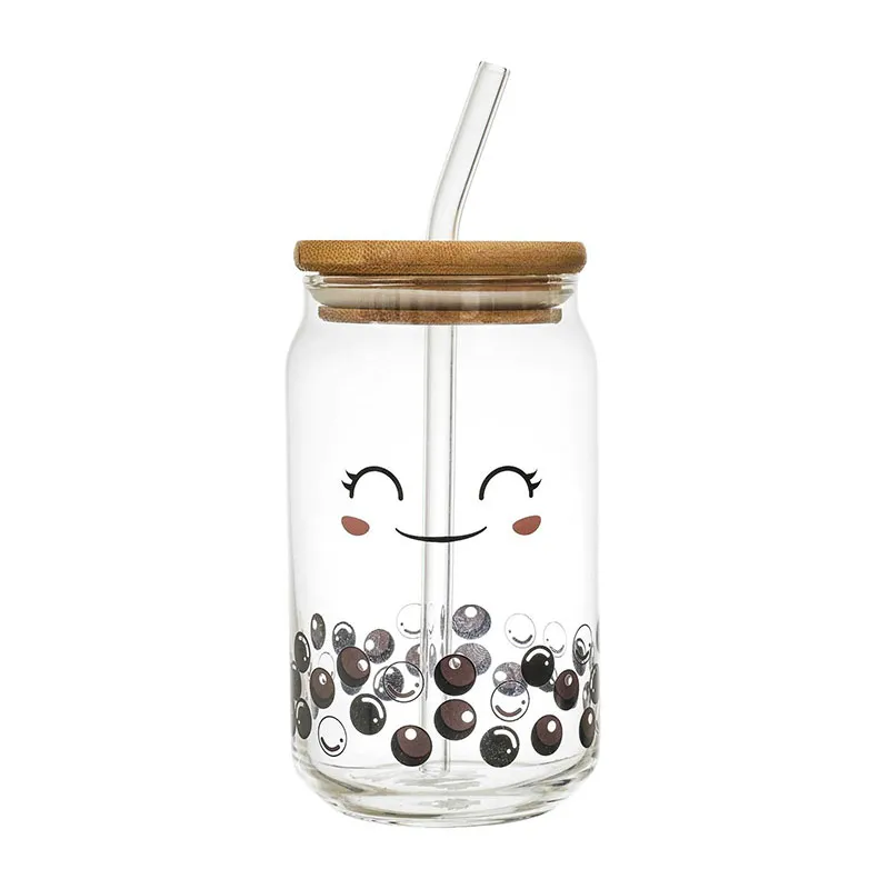 Verre + Couvercle Bambou Kawaii Aléat. - 45cl-3