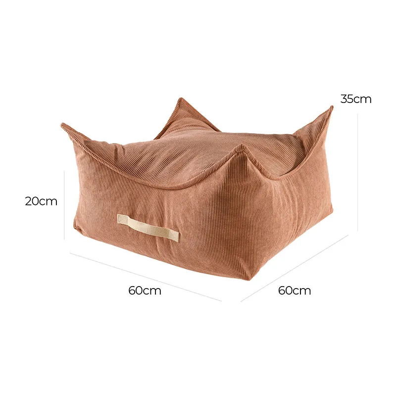 Pouf carré enfant en velours Brique - 60x60x35cm-1