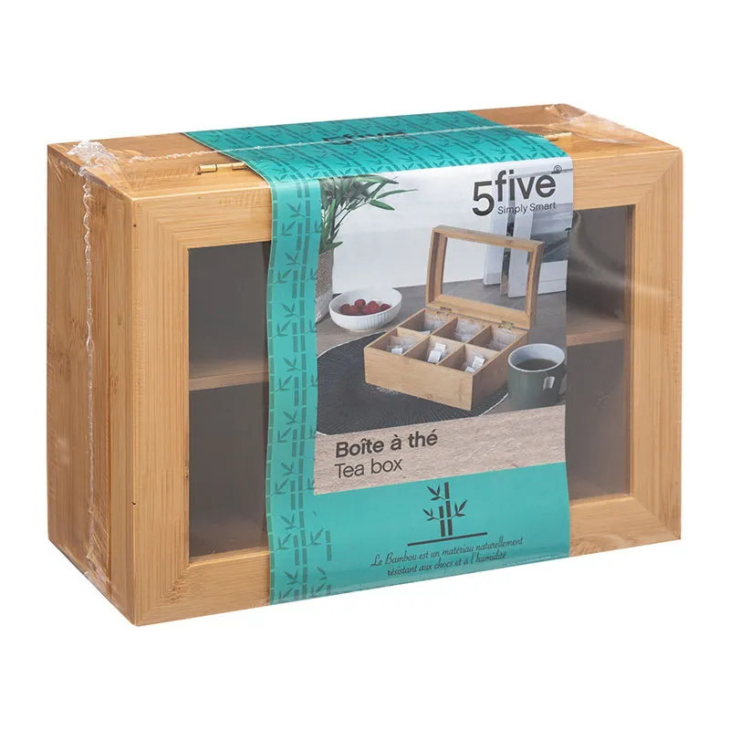 Boîte thé 6 compartiments Bambou - 22x16x8,7cm-4