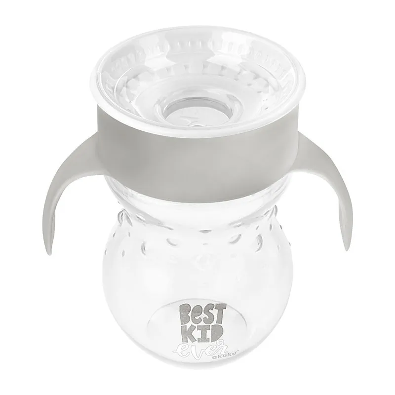 Tasse d'apprentissage 360° avec anses 270ml Gris - 12m+-2