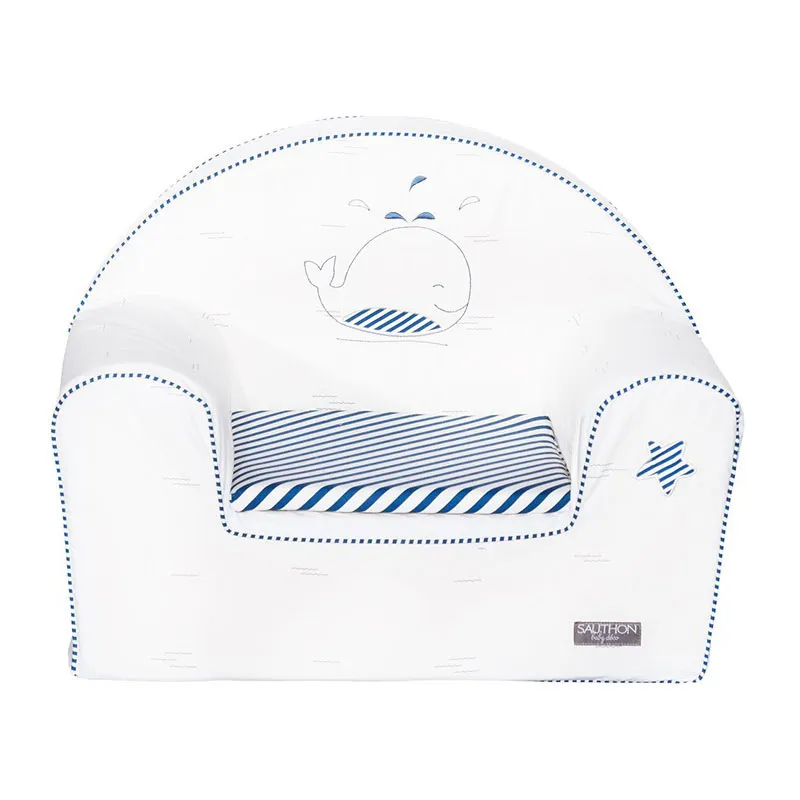 Fauteuil club Baleine Bleu/Blanc - 41x50x42cm-0