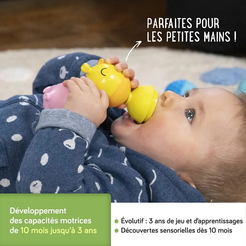 Perles éducatives à assembler Cochon & Poussin 6pcs - 9m+-6
