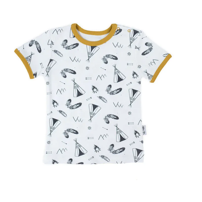 T-shirt MC + Short Petit Indien - Blanc/Moutarde-2