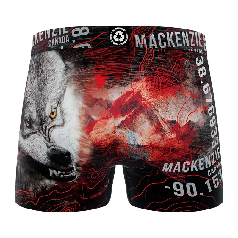4 Boxers polyester recyclé Homme Animal Sauvage - Rouge/Noir/Bleu-2