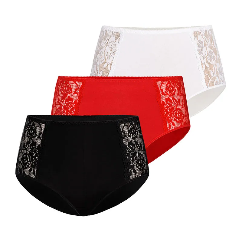 3 Culottes taille haute Loren - Noir/Blanc/Rouge-0