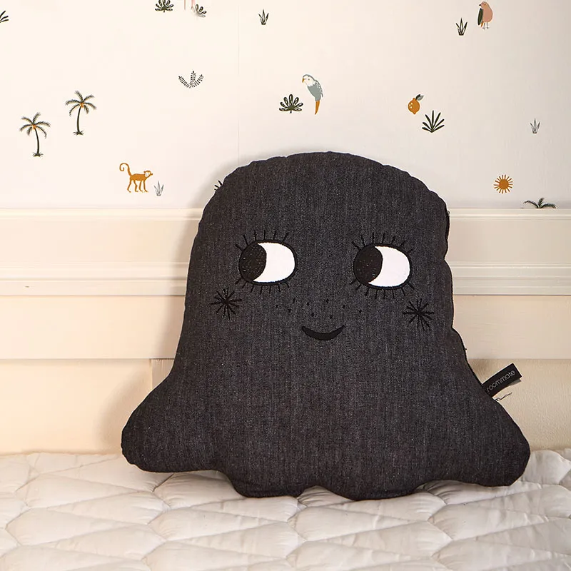 Coussin décoratif Coton BIO Fantôme - Noir-0
