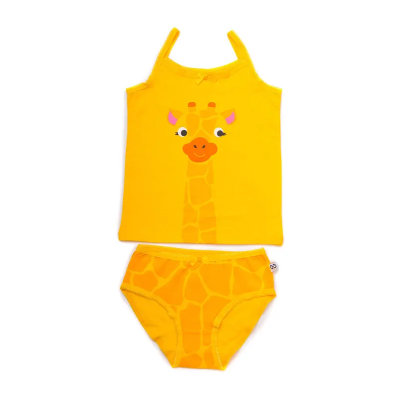Ensemble Débardeur-culotte Coton BIO Fille Girafe Jaune-0
