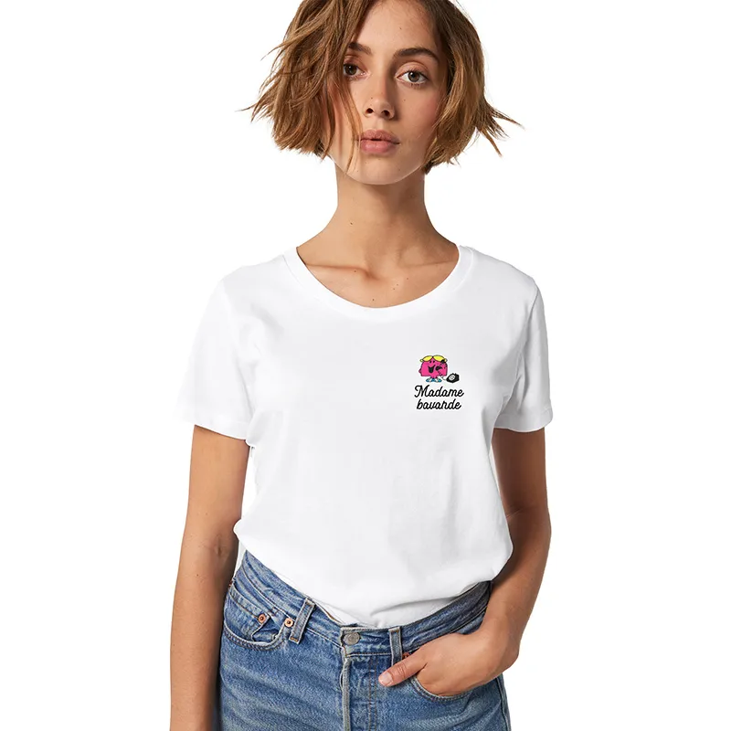 T-shirt Femme BIO Madame bavarde coeur - Blanc-0