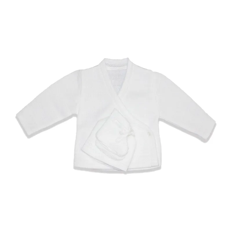 Brassière + Bonnet + Chaussons - Blanc-0