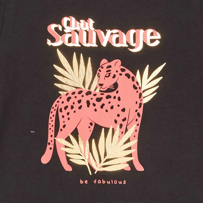 T-shirt ML Chat Sauvage Kiabi - Gris foncé-1