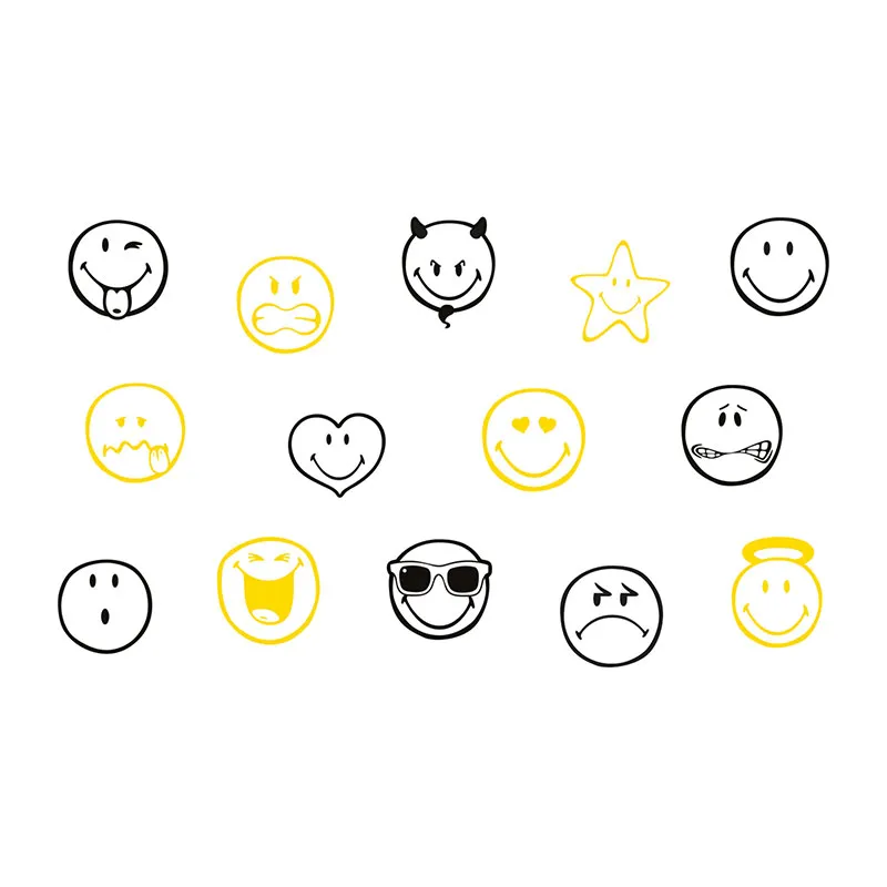 Bocal de tampons Smiley 14pcs + 1 encreur - 14+-1