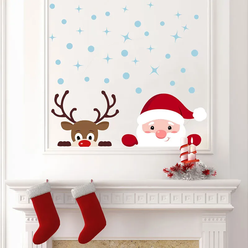 Stickers muraux - Père Noël & Rudolph -0