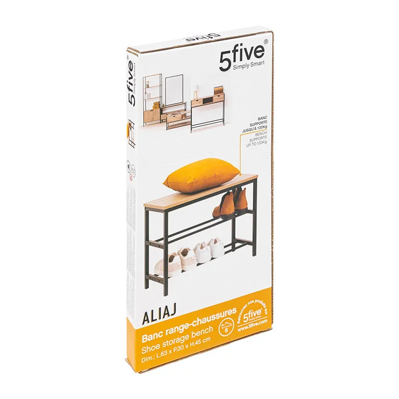 Banc range chaussures avec étagères Aliaj - 63x30x45cm-1