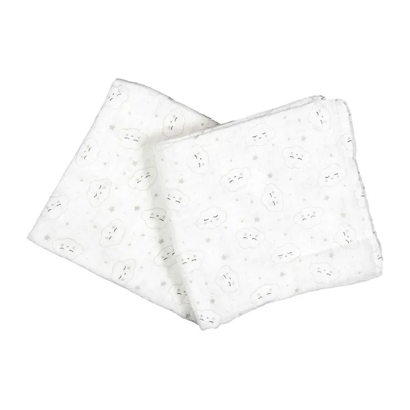 2 Langes bébé Coton Cloud Blanc - 70x70cm-0