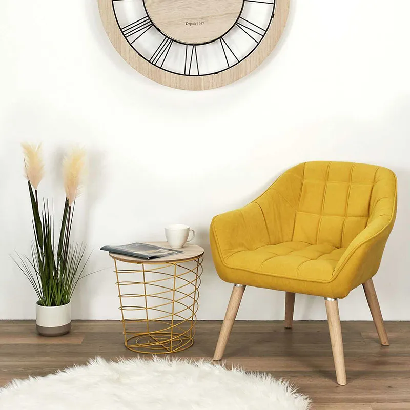 Table filaire Bois/Métal Cyclone Jaune - ø40x40,5cm-1