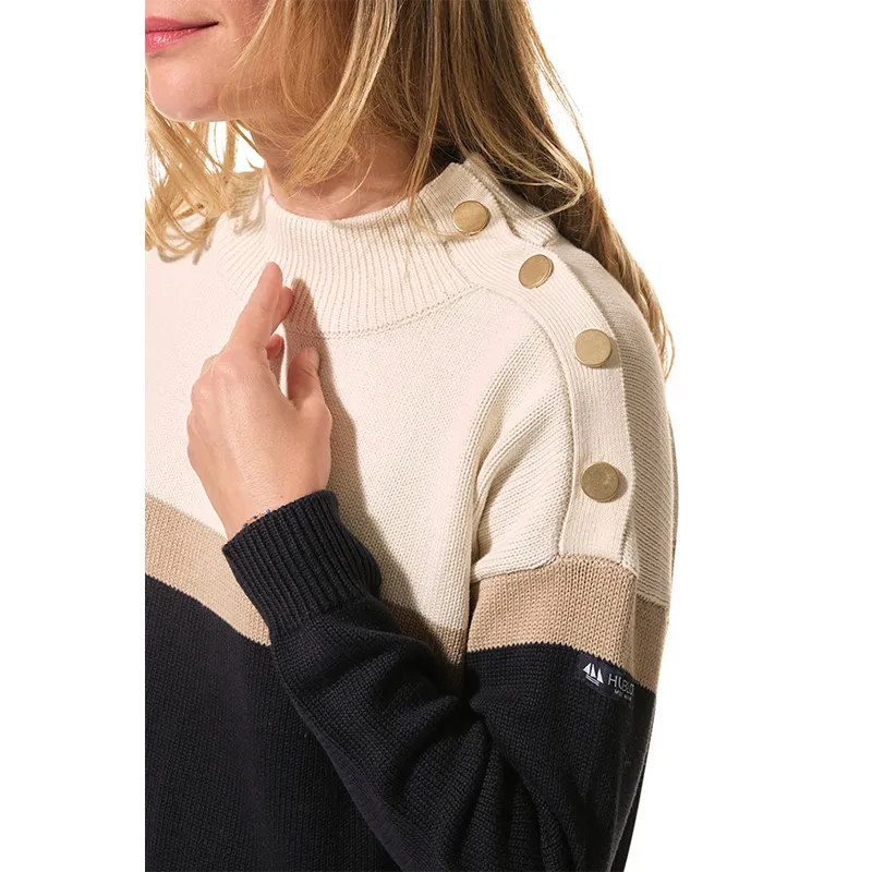 Robe Pull Charlyse Col cheminée - Ecru/Ecume/Marine-4
