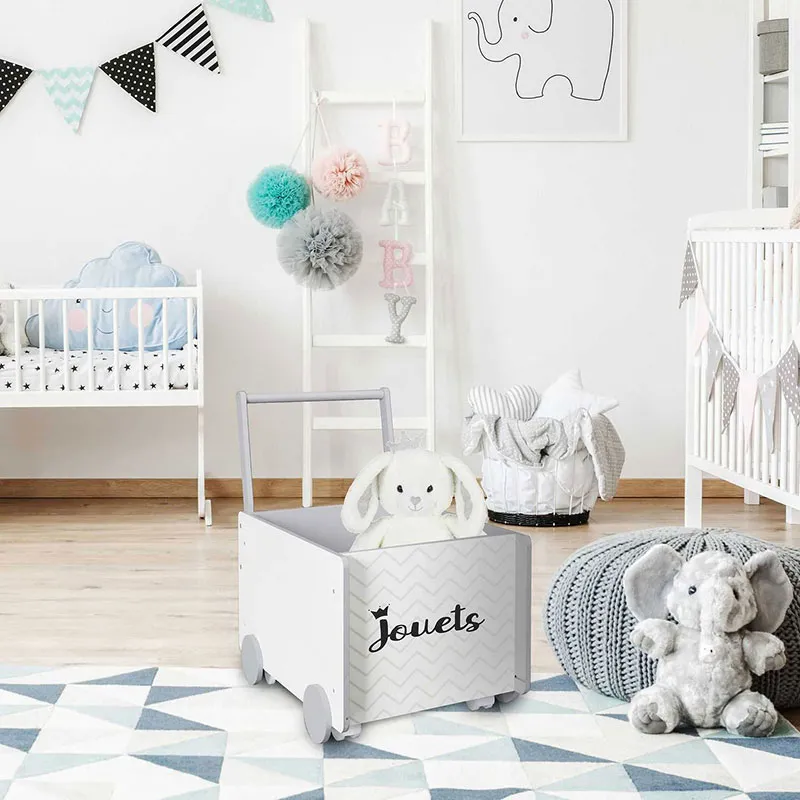 Chariot de rangement enfant Gris - 35x47x48cm-1