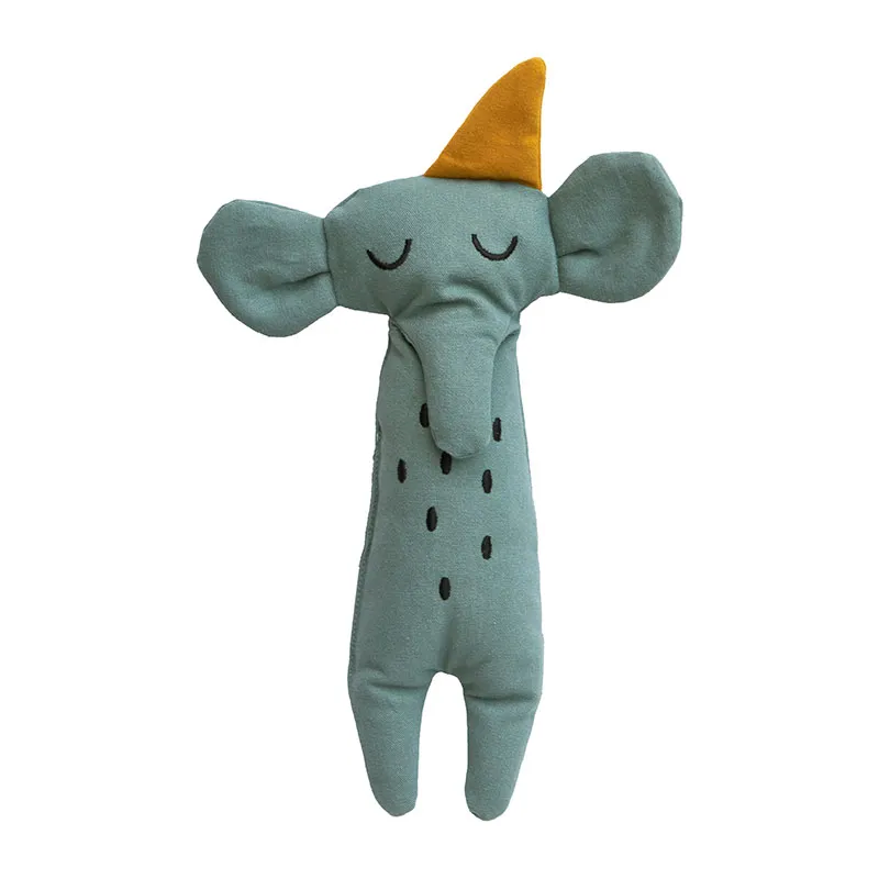 Peluche Chiffon Coton BIO Éléphant Gris Mer - 30cm-0