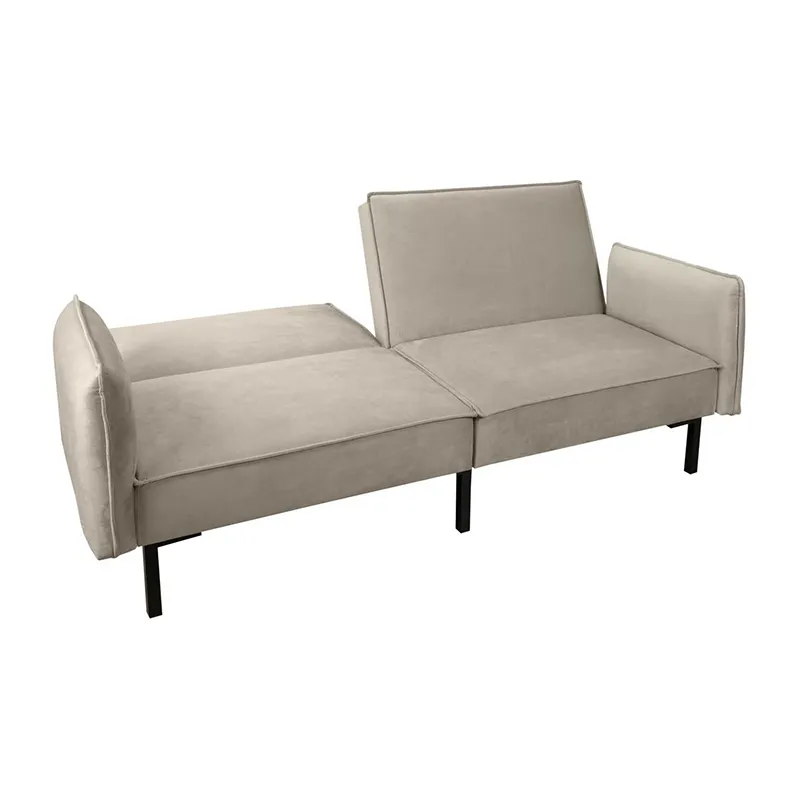 Canapé convertible effet Velours Taupe - 198x90x83cm-3