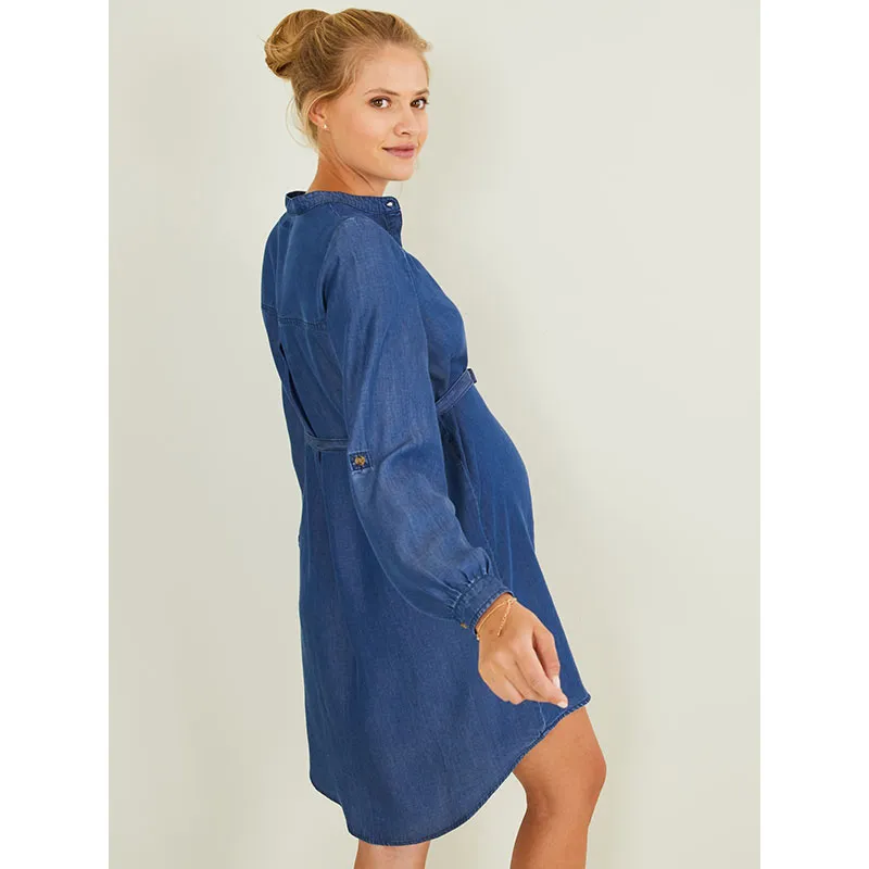 Robe de grossesse en jeans - Bleu-1