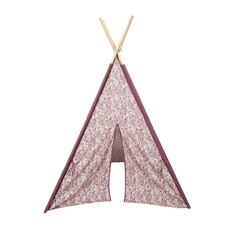 Tipi Madame Princesse Rose/Bois - 120x120x160cm-4