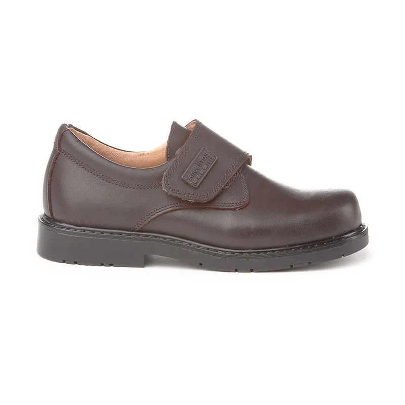 Chaussures écolier à scratch Cuir - Chocolat - ANGELITOS-2