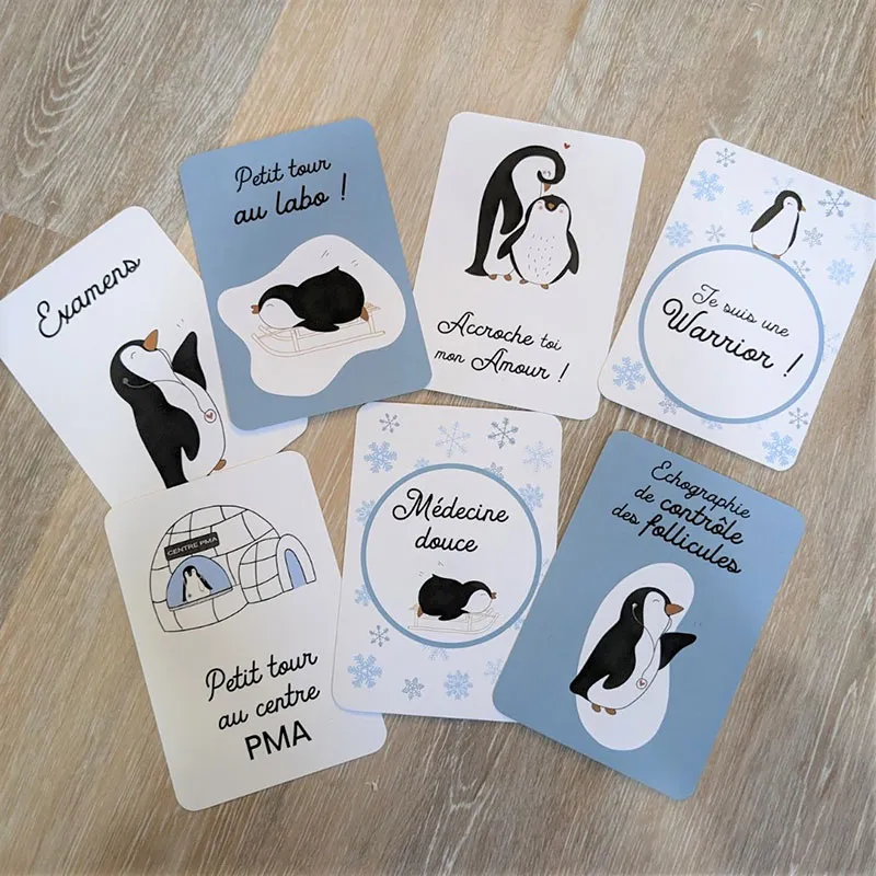 Cartes étapes PMA - FIV  ou insémination - Pingouin-0